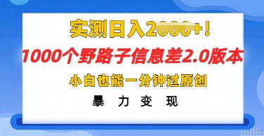 2025抖音1000个野路子信息差最新玩法，一分钟过原创，暴力变现月入几k-星空知识库