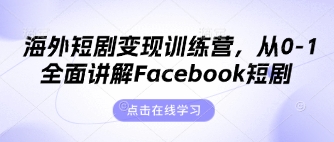 海外短剧变现训练营，从0-1全面讲解Facebook短剧-星空知识库